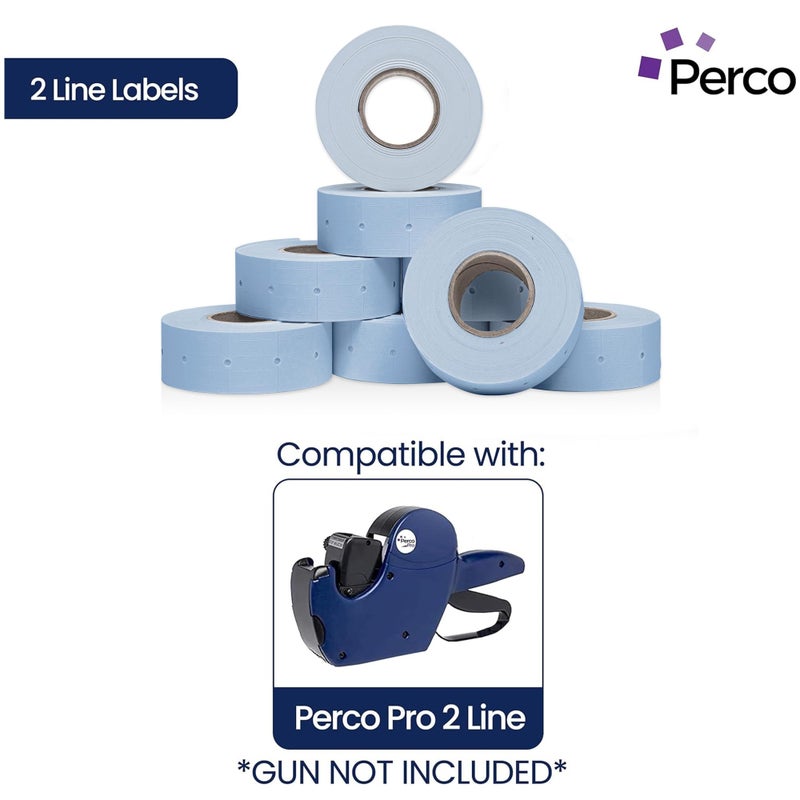 Perco 2 Line Blue Labels - 8 Rolls, 1 Sleeve, 6,000 Blank Price and Date Gun Labels for Perco 2 Line Price and Date Guns - Made in USA - Image 2